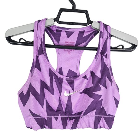 Women's Purple Nike Pro Racerback Sports Bra Zigzag Print Size M - Picture 1 of 9